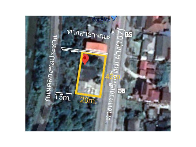 ขายที่ดินแม่ริม ติดถนนใหญ่(107)เชียงใหม่-ฝาง เนื้อที่ 205 ตร.ว.