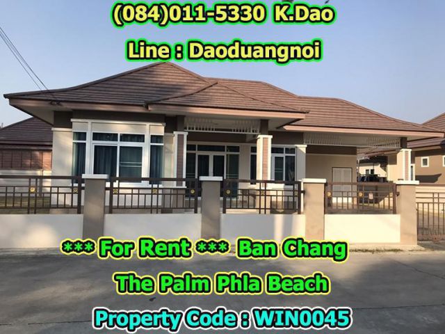 For Rent Ban Chang The Palm Phla Beach Detached House with Plenty of Green Lawn Housing area 152 Sqr.m.