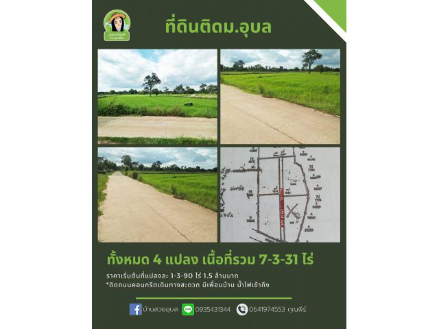 ที่ดินติดม.อุบล โซนบ้านหนามแท่ง มีคอนกรีต มีไฟฟ้า มีน้ำเข้าถึง