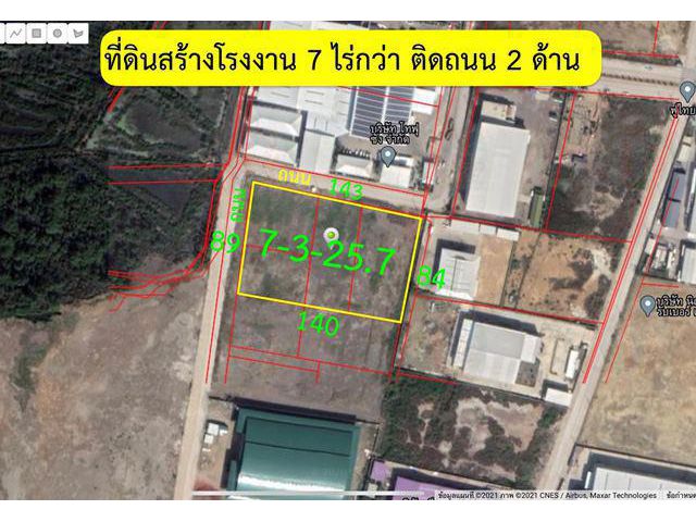 S286 ขายที่ดินสร้างโรงงาน 7-3-25.7 ไร่ สี่เหลี่ยมสวยงาม ติดถนนสองด้าน พร้อมถมแล้ว ใกล้ถนนพระราม 2 เพียง 3.2 ล้านต่อไร่ ข