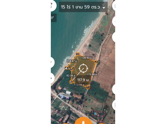 ขายที่ดินโฉนด 15 ไร่ 1 งาน 59 ตรว. ติดทะเล หาดทรายสวย ขาวสะอาด