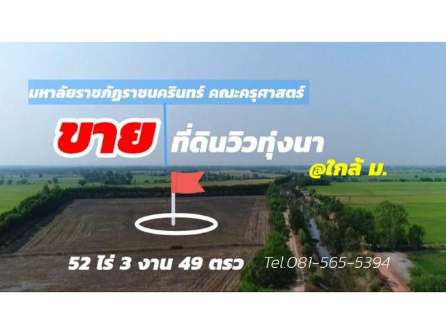 ขายที่ดินวิวทุ่งนา ใกล้ มหาลัยราชภัฏราชนครินทร์
