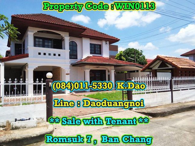 Sale with Tenant Romsuk Village 7, Ban Chang on Sukhumvit Road Opposite with Robinson Banchang Sales Price 3 MB