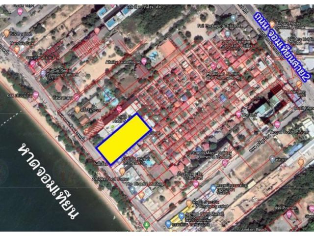 ขายที่ดินพัทยา-จอมเทียน เนื้อที่ 3-2-5ไร่ ทำเลทองติดถนนเลียบชายหาดจอมเทียน