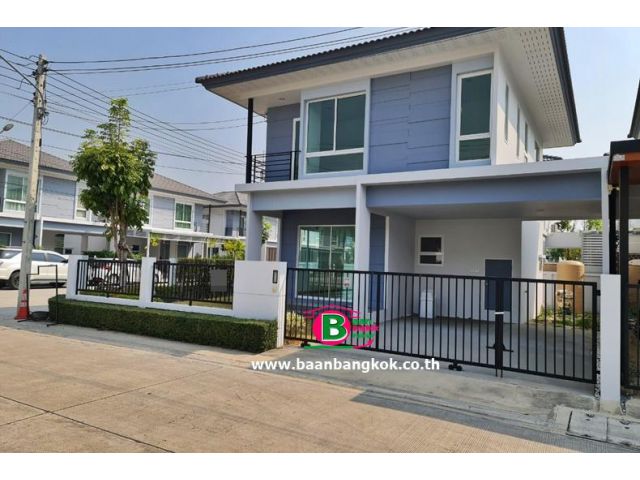 บ้านเเฝดหลังใหญ่ 2 ชั้น หลังมุม โครงการ กรูฟวิลล์ อยุธยา 3 เนื้อที่ 47 ตรว. มี 3 ห้องนอน 2 ห้องน้ำ อ.อุทัย จ.อยุธยา