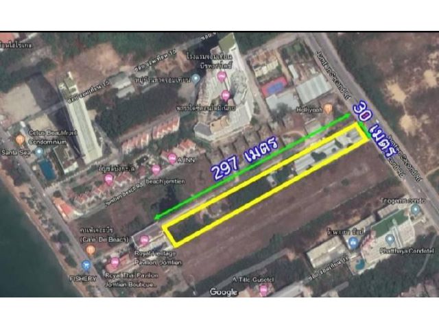 ขายที่ดินพัทยาติดถนนจอมเทียนสาย2ทำเลทอง เนื้อที่ 5-2-48 ไร่ ราคาไร่ละ 55 ล้าน