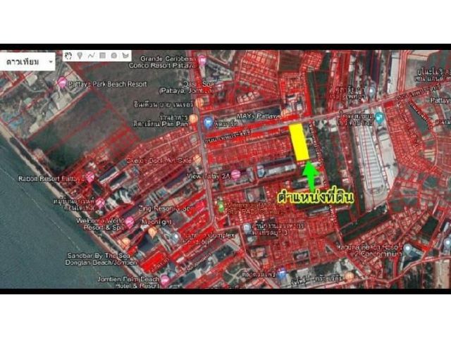 ขายที่ดิน พัทยาติดถนนเทพประสิทธิ์ เนื้อที่ 6-2-46ไร่ ใกล้ Walking Street