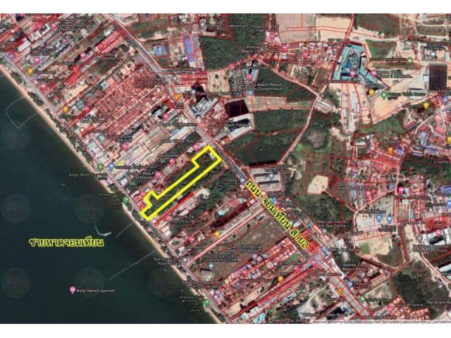 ขายที่ดิน ติดหาดจอมเทียนพัทยา เนื้อที่ 12-2-27 ไร่ ขายไร่ละ 150 ล้าน