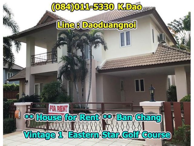 For Rent Vintage 1 Eastern Star Golf Course, Ban Chang Land Area 95 Sqr.wah Housing Area 190 Sqr.m. 3Bed 3Bath