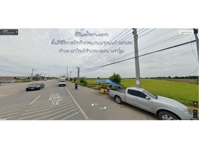 ขายที่ดิน46ไร่3งาน44ตรว. หน้ากว้าง139ม. พื้นที่สีเขียว ถนน3004 กรุงนนท์-จงถนอม ตำบลนราภิรมย์ อำเภอบางเลน นครปฐม