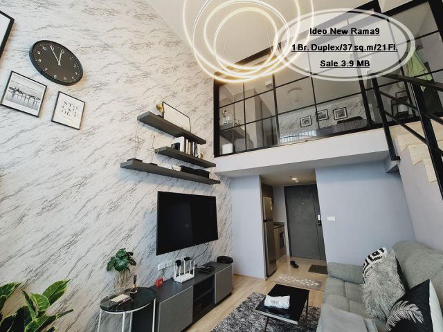 ขาย- Ideo New Rama9/1 นอน Duplex / 37 ตร.ม. /ชั้น  21  ใกล้ MRT หัวหมาก ขาย 3.9 ล้าน