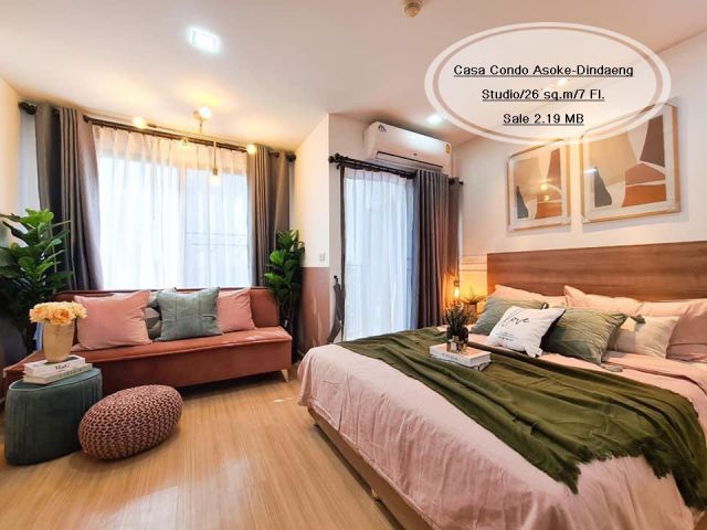 ขาย- Casa Condo อโศก-ดินแดง/Studio / 26 ตร.ม. /ใกล้ MRT พระราม 9  ขาย 2.19 ล้าน