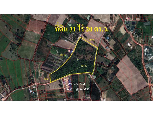 P248 ขายที่ดินเปล่า 31 ไร่ 20 ตร.ว. ติดถนน 2 ด้าน ใกล้นิคมฯ เกตเวย์ ผังสีเหลือง