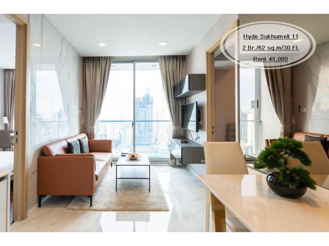 เช่า- Hyde Sukhumvit 11/2 นอน/ 62 ตร.ม. /ชั้น 30 ใกล้ BTS นานา เช่า 45,000