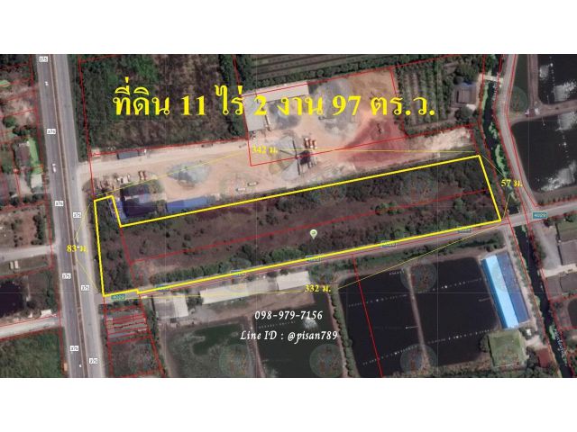 P269 ขายที่ดินบ้านเเพ้ว ติดถนนใหญ่ ถมเเล้ว จำนวน 11 ไร่กว่า ผังสีเขียวอ่อน มีโครงการทางด่วน