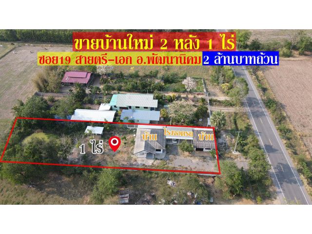 ขายบ้านใหม่ 2 หลัง เนื้อที่ 1 ไร่ ซอย 19 สายตรี-เอก ต.พัฒนานิคม อ.พัฒนานิคม ลพบุรี