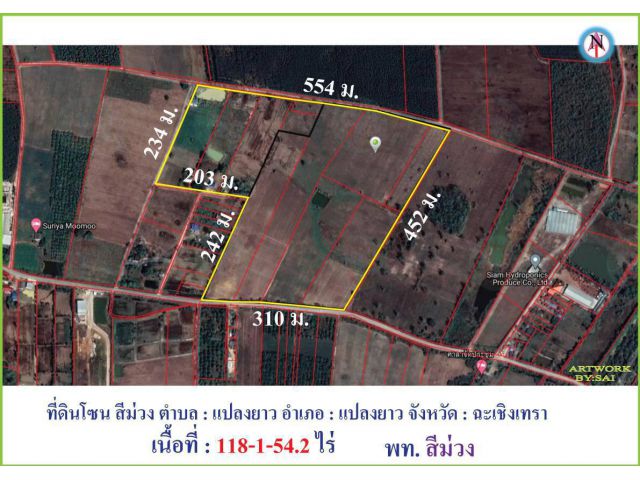 ที่ดินผังสีม่วง ต.ไม้แก่น อ.แปลงยาว ฉะเชิงเท่า 118ไร่