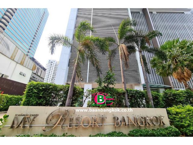 คอนโดมิเนียม โครงการ มายรีสอร์ท บางกอก สูง 35 ชั้น อยู่ชั้นที่ 19 เนื้อที่ 41.48 ตรม. ถนนเพชรบุรีตัดใหม่ เขตห้วยขวาง