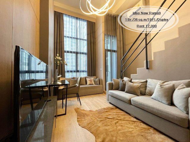 เช่า- Ideo New Rama9/1 นอน Duplex / 36 ตร.ม. /ชั้น  19  ใกล้ MRT หัวหมาก เช่า 17,000