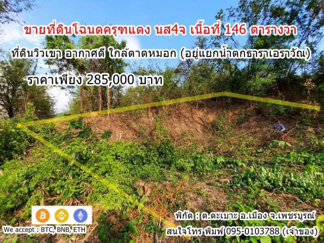 (เจ้าของขายเอง)  ขายที่ดินโฉนด วิวเขา ใกล้น้ำตก ต.ตะเบา อ.เมือง จ.เพชรบูรณ์ ติดถนนสาธารณะ มีไฟฟ้า ประปา