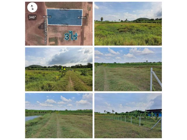 ที่ดินสี่เหลี่ยมสวย วิวเขา มีเพื่อนบ้าน 3ไร่ ที่โฉนด ยกแปลง 990,000 บาท