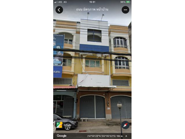 @@ขายอาคารพาณิชย์ติดถนนมิตรภาพ ในเมืองโคราช 1ห้อง3ชั้นครึง 31ตรว.@@