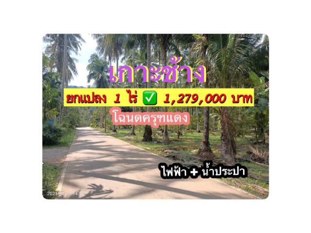 R086- 285 ขายที่ดินเปล่า  1 ไร่  เกาะช้าง