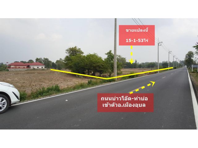 R020-16 ขายที่ดินเปล่า ขายถูก ทําเลดี มีโฉนด นส.4 ต.แจระแม อ.เมือง จ.อุบลราชธานี ติดต่อคุณรัก 063-396-3264