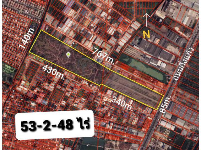 SS233 ขายที่ดินผังสีแดง 53ไร่ ติดถนนกิ่งแก้ว ใกล้สนามบินสุวรรณภูมิ ถมแล้ว แปลงสวย ราคาถูกที่สุด