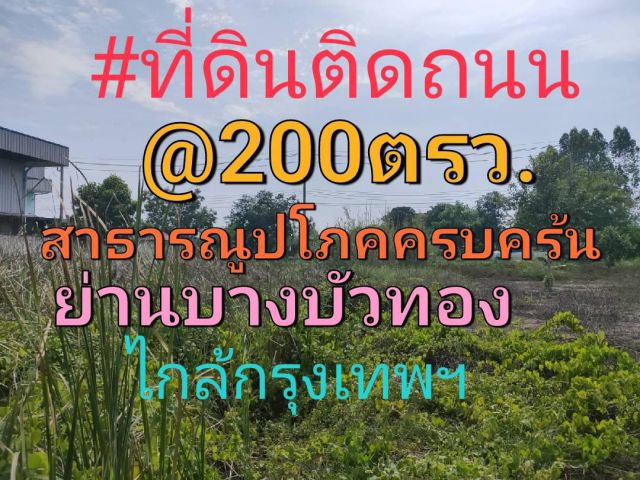 ขายที่ดิน200ตรว.ไกล้กรุงเทพฯ