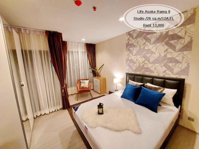 เช่า- Life Asoke Rama 9/Studio/ 26 ตร.ม. /ชั้น 12A ใกล้ MRT พระราม 9 เช่า 13,000