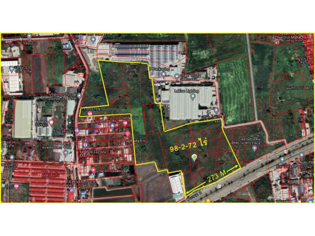 SS235 ขายที่ดิน 98 ไร่ ติดถนนพระราม 2 ฝั่งขาเข้า กทม ก่อนถึงถนนเอกชัย ราคาถูกที่สุด