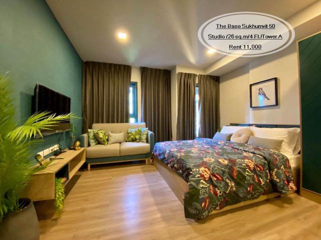 เช่า- The Base Sukhumvit 50 / Studio / 26 ตร.ม. /ชั้น 4 ใกล้ BTS อ่อนนุช เช่า 11,000