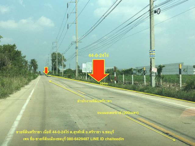 @@@ขายที่ดินศรีราชา ใกล้ถนนมอเตอร์เวย์ เนื้อที่ 44ไร่ เหมาะทำลานจอด ##