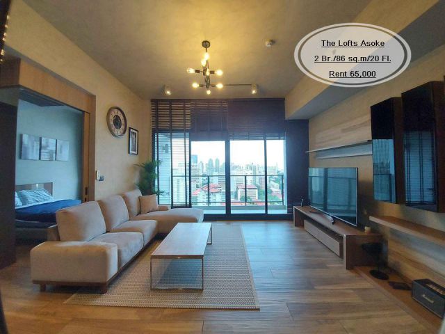 เช่า- The Lofts Asoke / 2  นอน/86 ตรม./ชั้น 20 /ใกล้ MRT เพชรบุรี เช่า 65,000