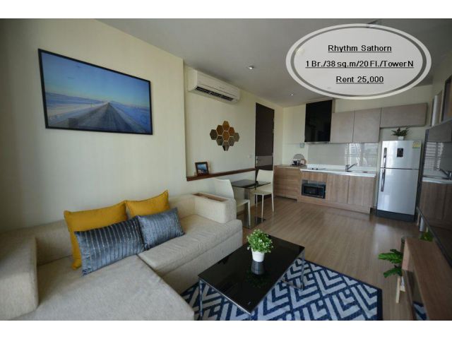 เช่า- Rhythm Sathorn /1 ห้องนอน/ 38 ตร.ม. /ชั้น 20 ใกล้ BTS สะพานตากสิน เช่า 25,000
