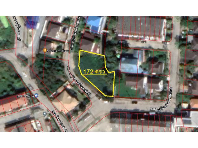 ขายที่ดินเปล่า 172 ตรวา แปลงหน้าหมู่บ้าน หมู่บ้านริมน้ำนนท์นที บางบัวทอง