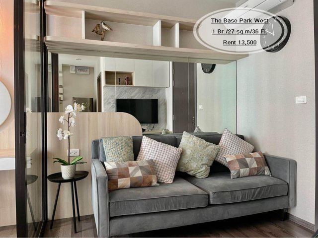 เช่า- The Base Park West /1 ห้องนอน/ 27 ตร.ม. /ชั้น  36 ใกล้ BTS อ่อนนุช เช่า 13,500