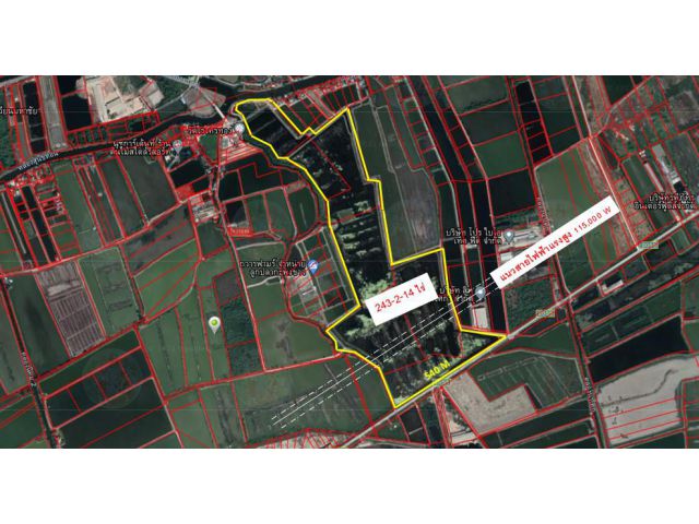 A206 ขายที่ดิน 243 ไร่ นาโคก สมุทรสาคร ติดถนน ติดคลอง ใกล้พระราม2 ทำโรงงานได้ ราคาถูกที่สุด