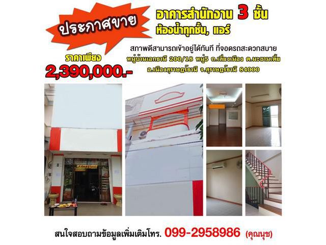 ขายอาคารพาณิชย์ 3 ใจกลางเมืองสุราษฎร์ธานี