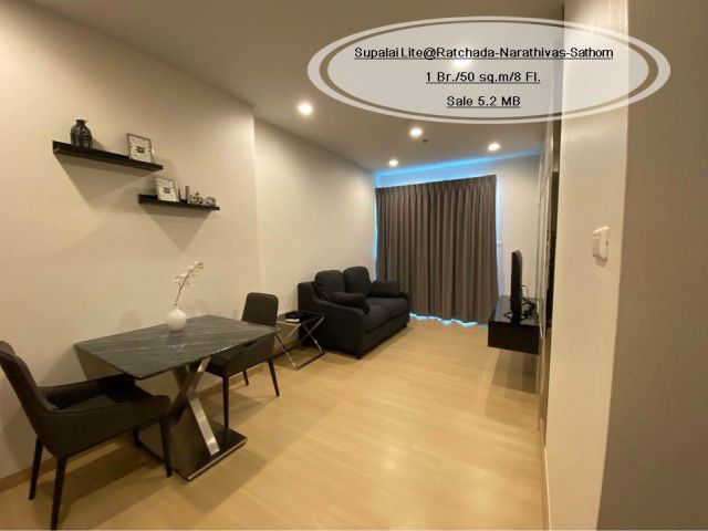 ขาย- Supalai Lite@Ratchada-Narathivas-Sathorn /1นอน/ 50 ตร.ม/ชั้น 8/ขาย 5.2 ล้าน