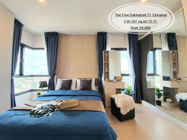 เช่า- The Tree สุขุมวิท 71-เอกมัย /2 นอน/57 ตรม./ชั้น 22 / เช่า 20,000 ใกล้ APL