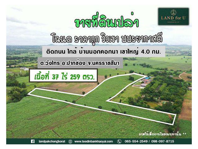 ขายที่ดินติดถนนราคาถูก!! #ขายที่ดินเขาใหญ่ปากช่อง-วังไทร #ด้านหลังหินวิวเขา #ใกล้บ้านนอกคอกนาเขาใหญ่4กม.