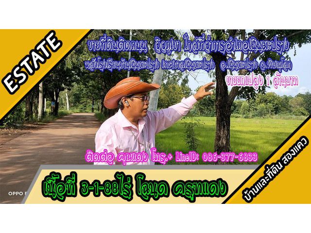 ที่ดินติดถนน ใกล้ที่ว่าการอำเภอเนินมะปราง 3-1-88ไร่ เทศบาลเนินมะปราง อ.เนินมะปราง พิษณุโลก ขาย1ล้าน