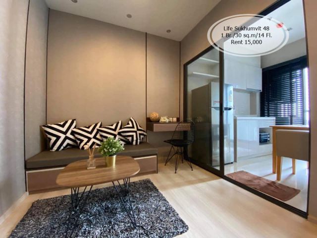 เช่า- Life Sukhumvit 48/1 ห้องนอน/ 30 ตร.ม. /ชั้น 14 ใกล้ BTS พระโขนง เช่า 15,000
