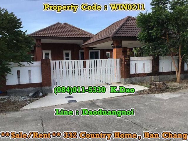 Sale / Rent 332 Country Home, Ban Chang Terrace with Patio Furniture Fully Furnished