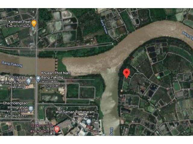 ขายที่ดินติดแม่น้ำบางปะกงบรรยากาศดี 2 ไร่ ราคาถูก อ. บางคล้า จ. ฉะเชิงเทรา
