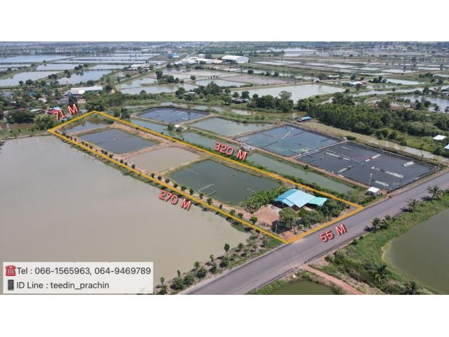 ️ขายที่พร้อมบ้าน ที่ติดถนนดำ ด้านหลังติดคลอง เขตอำเภอบ้านสร้าง ห่าง กทม. 70 กม  เนื้อที่ 10 ไร่