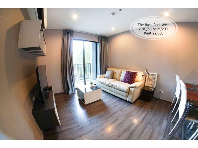เช่า- The Base Park West /2 ห้องนอน/ 53 ตร.ม. /ชั้น  2 ใกล้ BTS อ่อนนุช เช่า 22,000