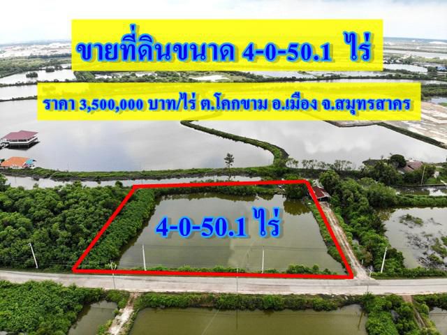 S375 ขายที่ดินขนาด 4 ไร่ ใกล้นิคมอุตสาหกรรมสินสาคร โคกขาม สมุทรสาคร ราคาเพียง 3.5 ล้านบาท/ไร่